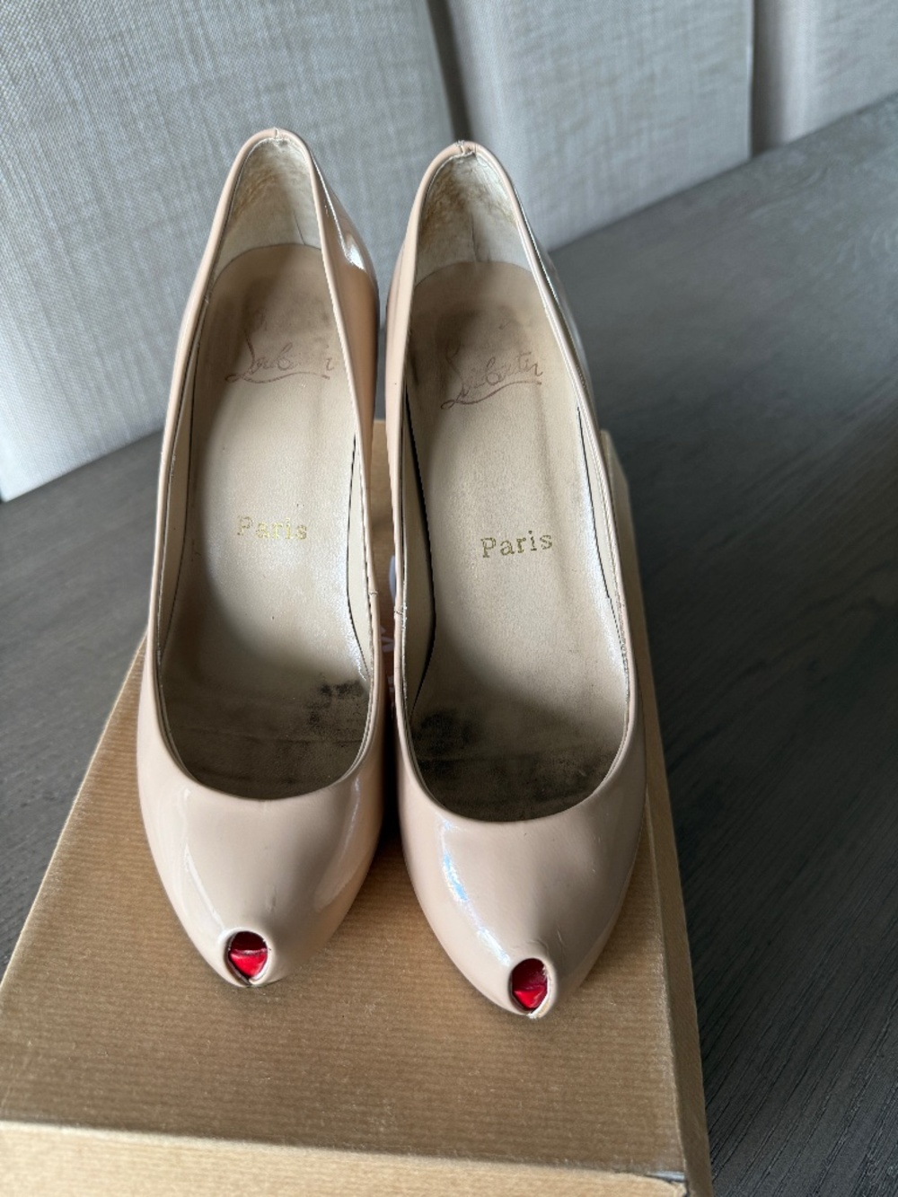 Christian Louboutin  Leather Peep Toe Pumps – Size 37 – Authentic